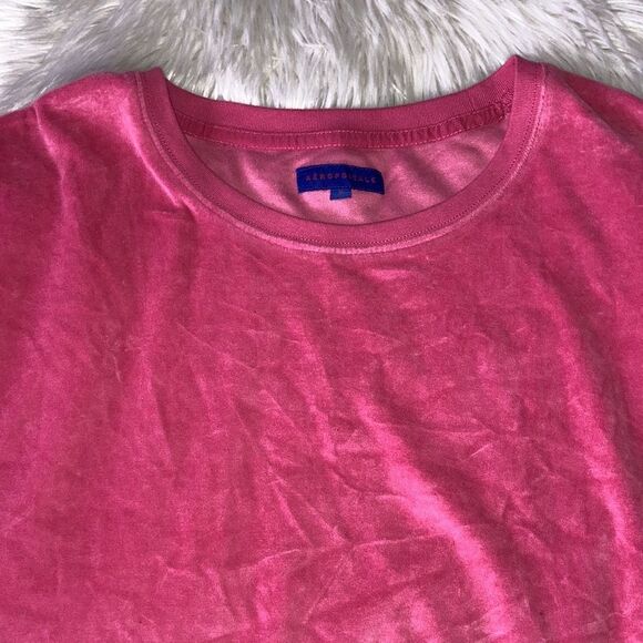 Aeropostale - Velour Long Sleeve Pink - slight crop sz M - Picture 6 of 8